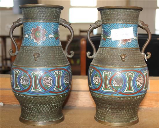 Pair of bronze vases